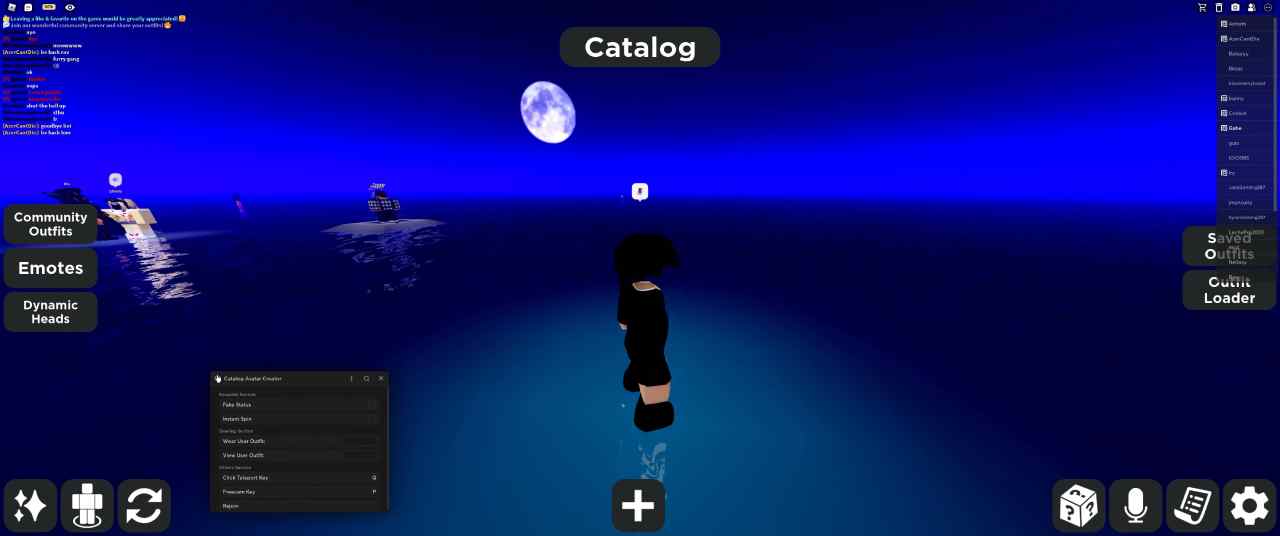 Catalog Avatar Creator: Instant Spin, Fake Status, Click Teleport